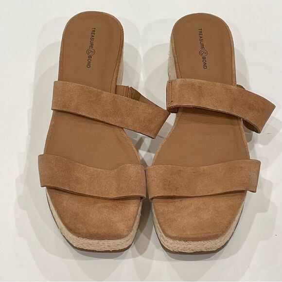 Suede Tan Brown Wedge Sandals, Treasure & Bond, Size 9 - Picture 4 of 9